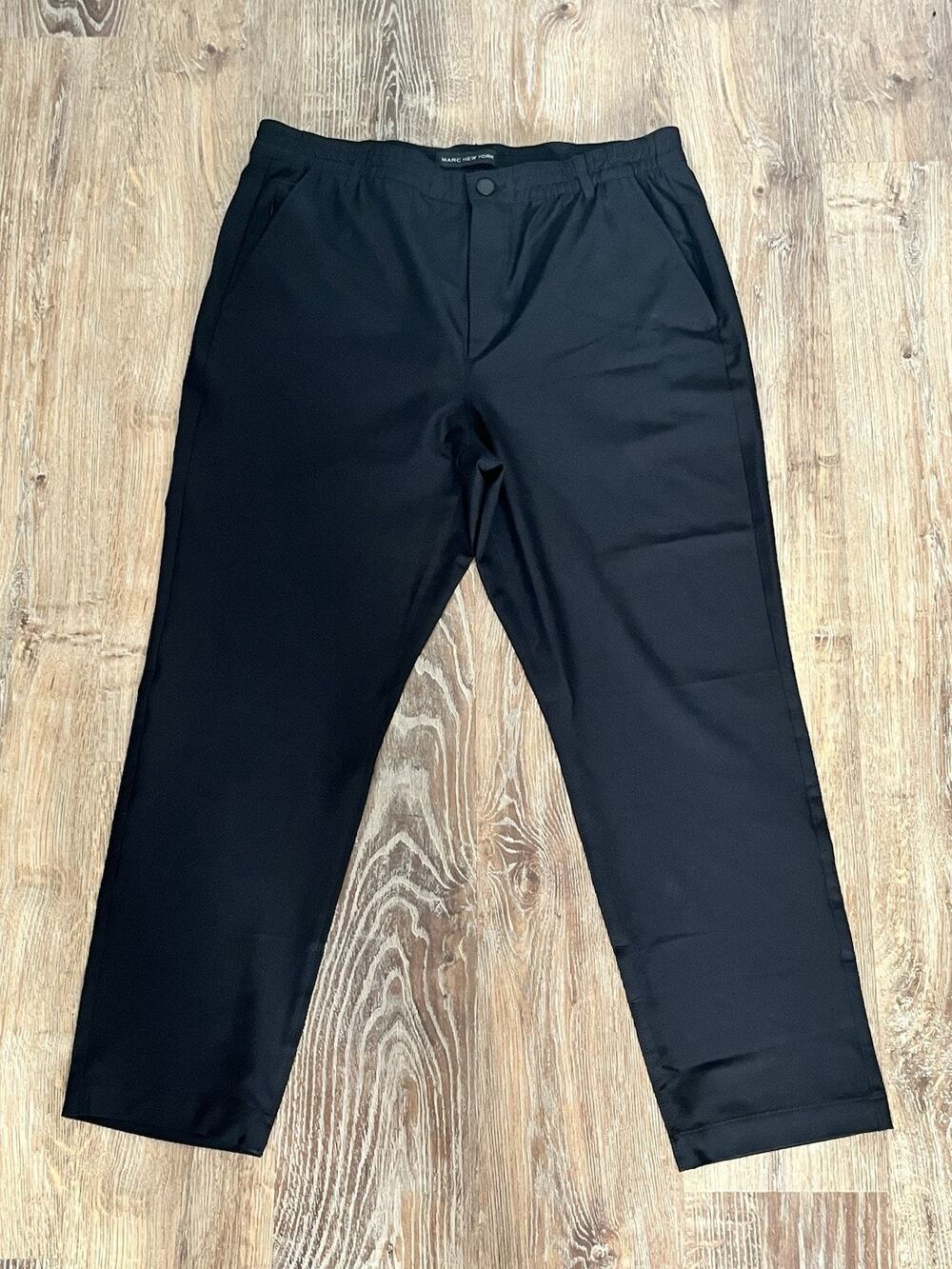 Marc New York Mens Black Performance Dress Pants 36x29 Flat Front Stretch
